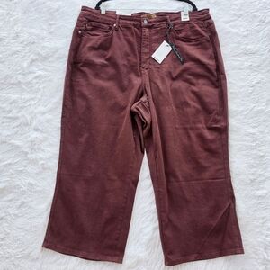 Judy Blue Plus Size Oxblood High Rise Tummy Control Wide Crop Jeans